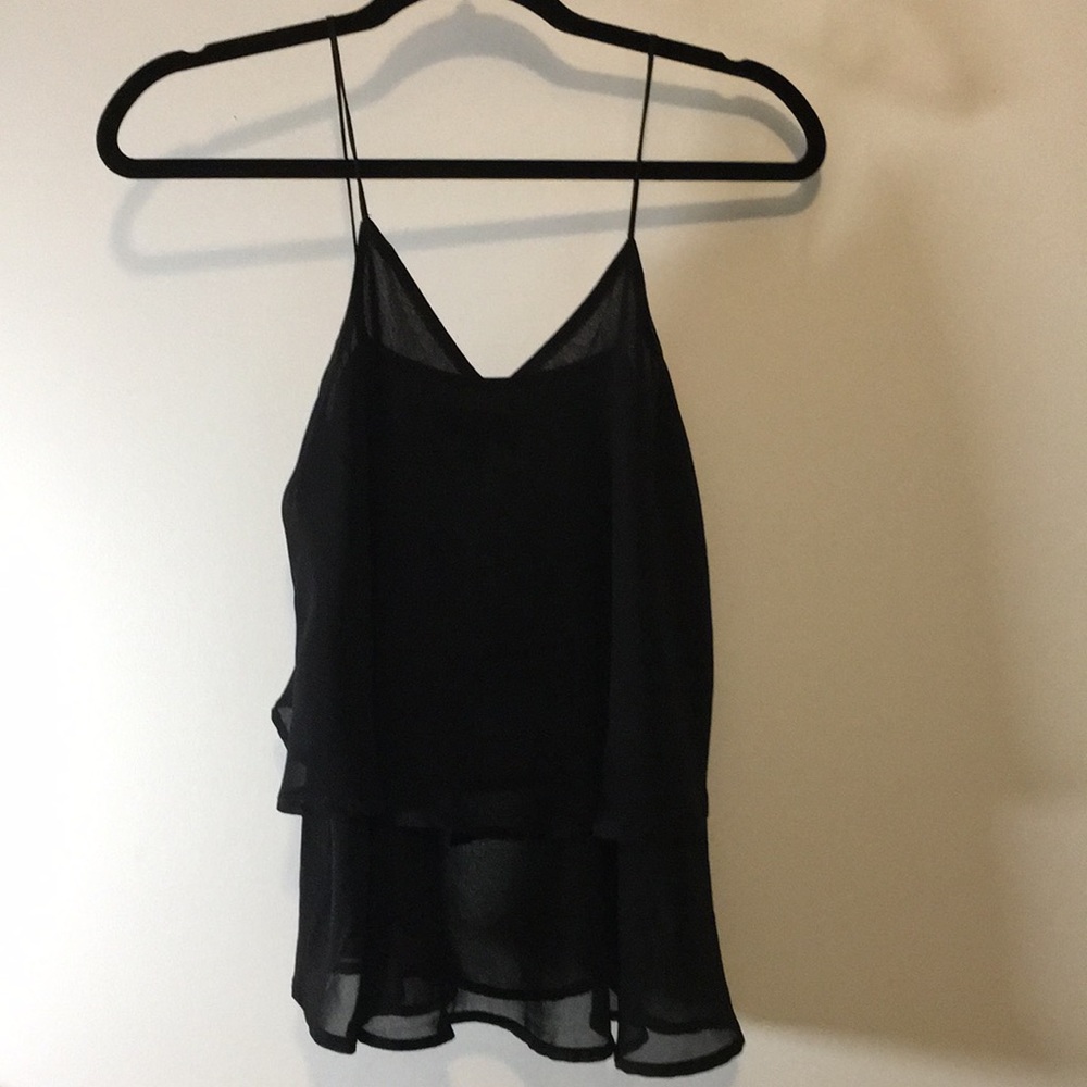 Tulip styled polyester black strap top